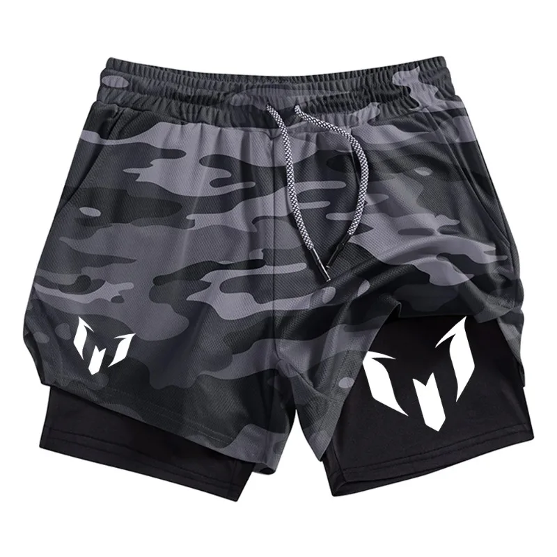 Workout Harajuku Jogging Double Deck for Men's Double Layer Sports Shorts 2-in-1Quick Drying and Breathable Running and Training