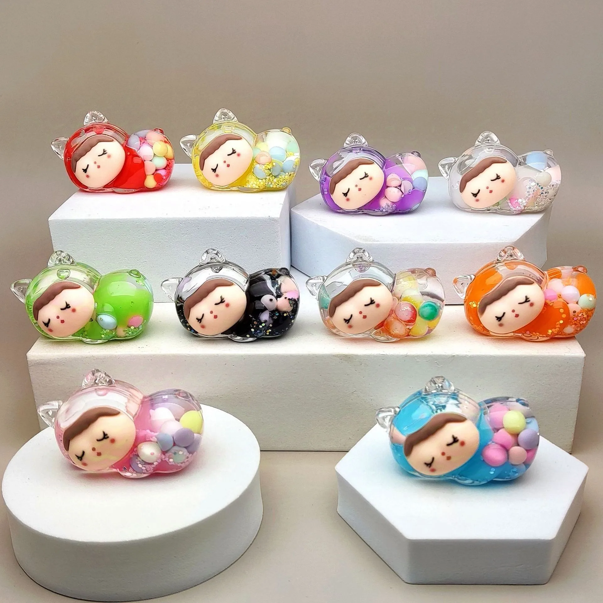 

10PCSExplosive acrylic into oil quicksand bottle jelly bean series tabletop ornaments
