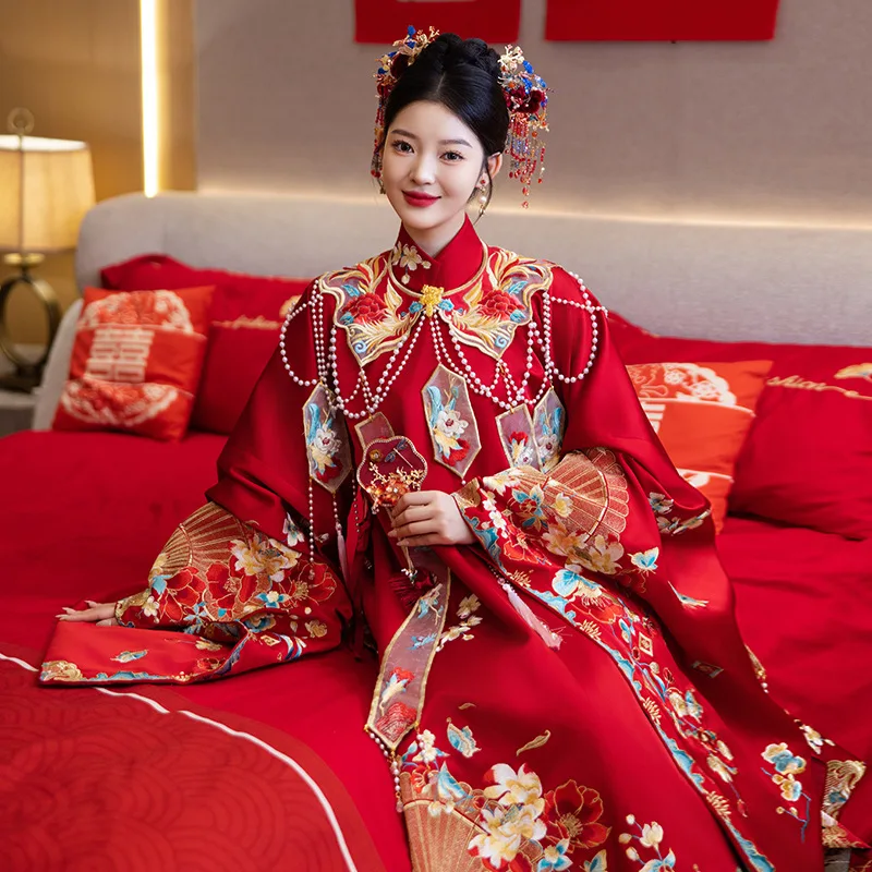 Song Dynasty Heavy Industry Embroidery Double breasted Long Shirt Hanfu Chinese Wedding Dress Horse Face Skirt