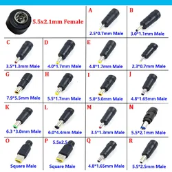 1piece DC Power Male to Female Adapter 5.5x2.1mm to 7.9*5.5/6.3*3.0/6.0*4.4/3.5*1.3/2.5*0.7/4.8*1.7/5.5*2.5mm Laptop Connector