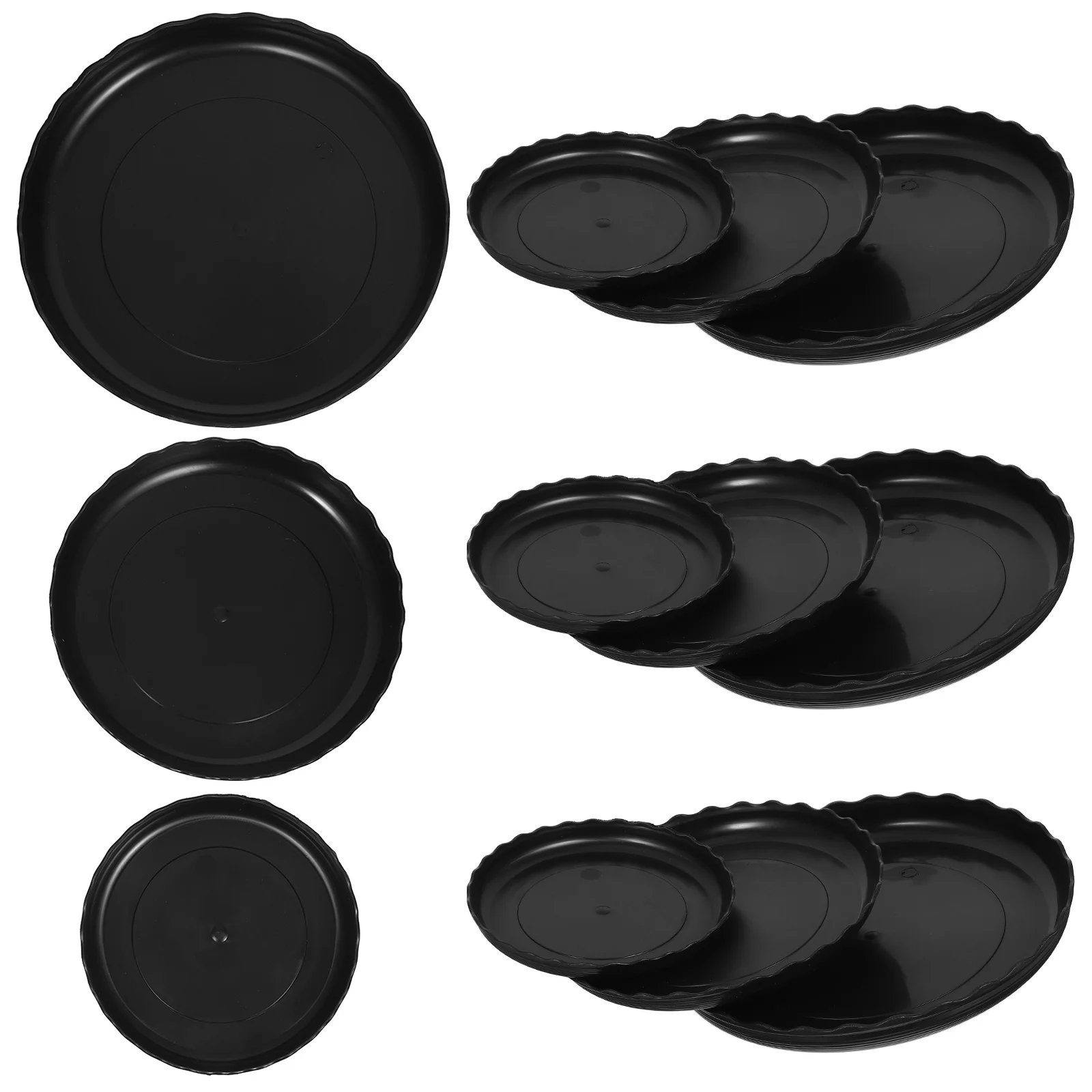 

12Pcs Round Plant Saucer Plastic Tray Flower Pot Base Accessories Indoor Outdoor Succulent Drip Tray Garden Water Plate Black