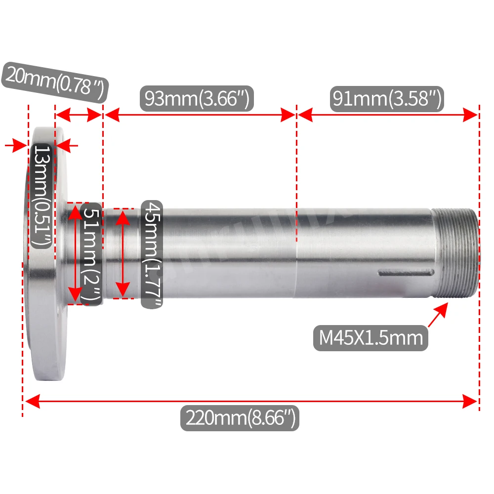 Lathe Spindle MT5# 38mm Aperture WM210V-145 BHC210 HS210 JY210V CTC210 Lathe Spares Part