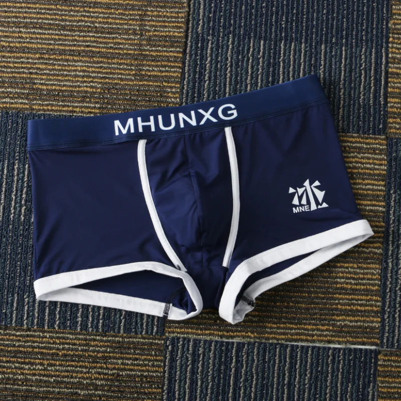 Ice Silk Men's Briefs - Flat-crotch Summer Lightweight Breathable Trendy Personalized Briefs with Square Cuffs