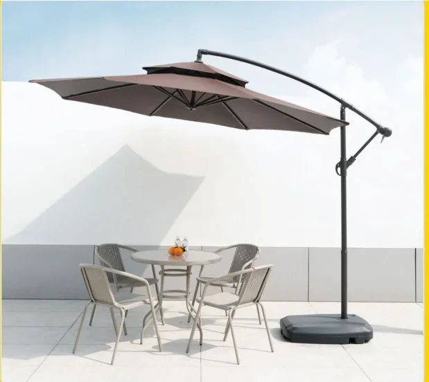 Iron Metal Garden Cantilever Patio Waterproof Umbrella, Suitable for Hotel Outdoor Garden and Base