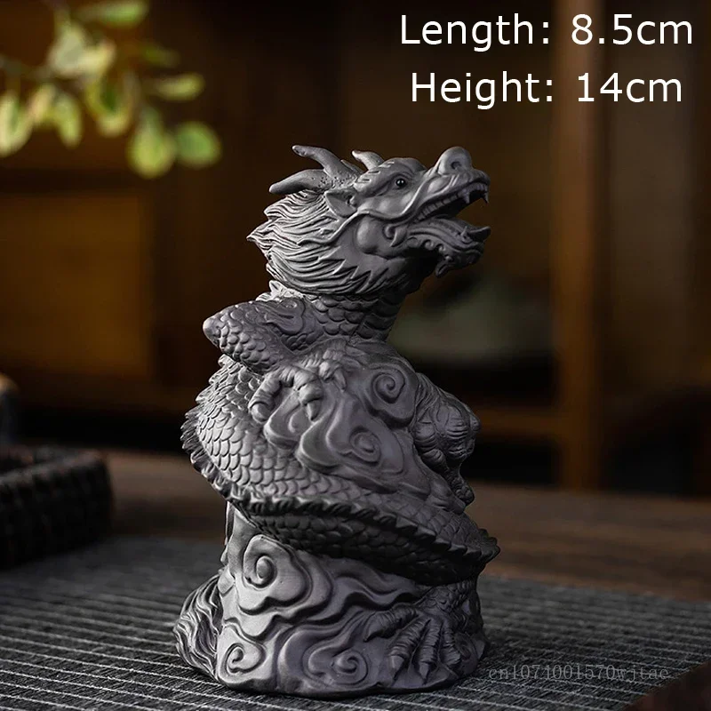 Creative Purple Sand Dragon Shaped Tea Pets Kung Fu Tea Table Accessories Home Decorations Living Room Study Office New 2024 1Pc