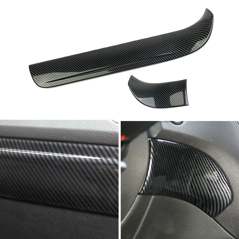 2Pcs/Set Black Carbon Fiber Style ABS Dashboard Panel Strip Cover Trim Fit for Dodge Durango 2011 2012 2013 2014 2015 2016-2020