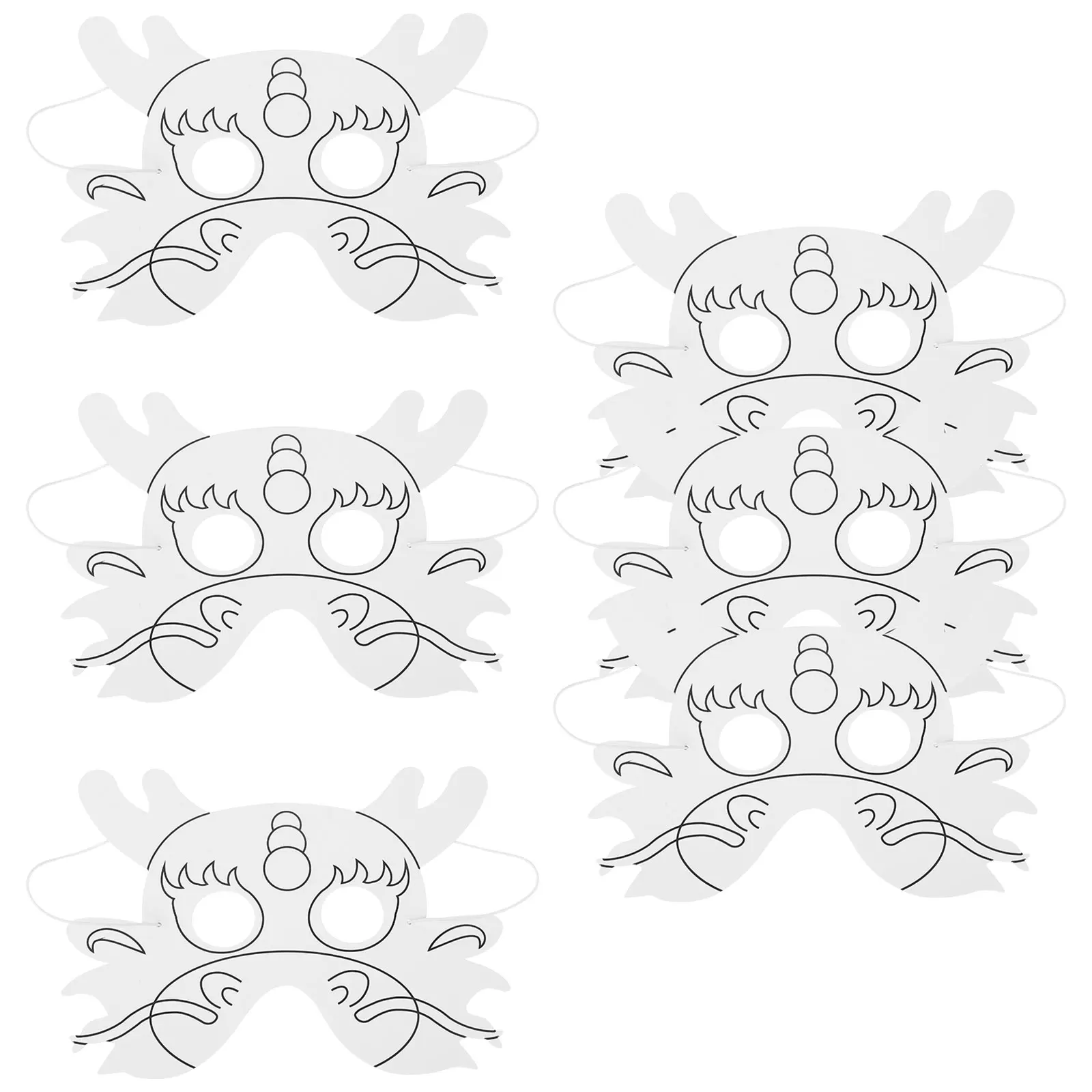 

6 Pcs Graffiti Mask Diy Blank Paper Masks Cartoon Coloring Painting Handcraft Unfinished Masquerade Party Decorations Cosplay