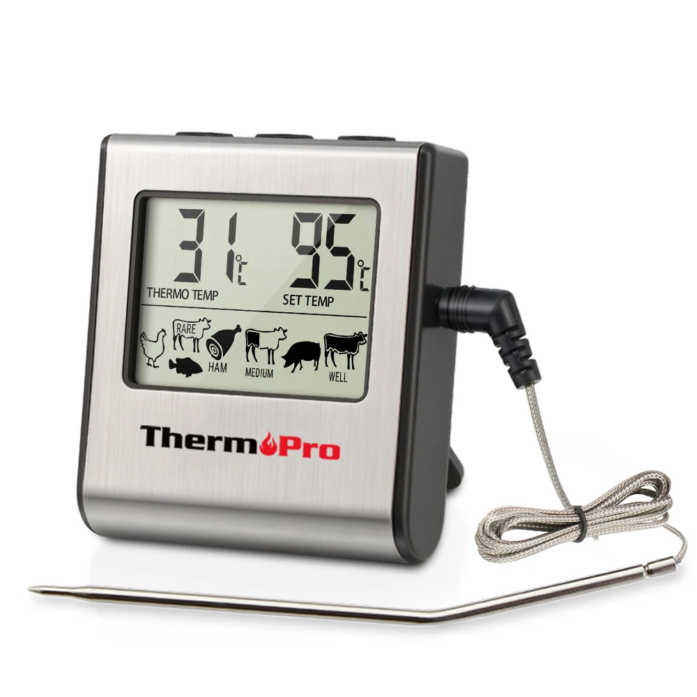 ThermoPro TP16 Digital LCD Display Kitchen Cooking Meat Thermometer For BBQ Oven Grill With Timer Function