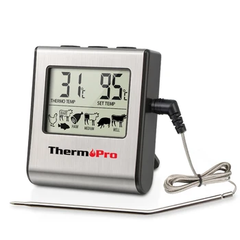 ThermoPro TP16 Digitales LCD-Display für die Küche, zum Kochen, Fleischthermometer für Grill, Ofen, Grill mit Timer-Funktion