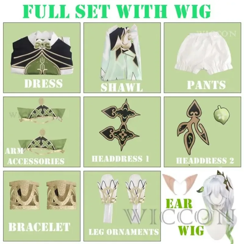 Nahida Cosplay Genshin Impact Nahida Lesser Lord Kusanali Cosplay Costume Girl Dresses Wig Suit Clothes Halloween Party Costumes