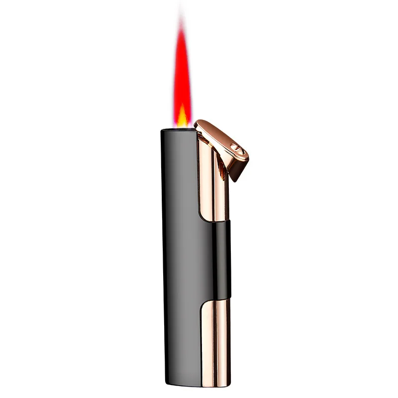 

Slim Inflatable Lighter, Windproof, Ultra-thin Metal Straight-through Red Flame Cigarette Lighter