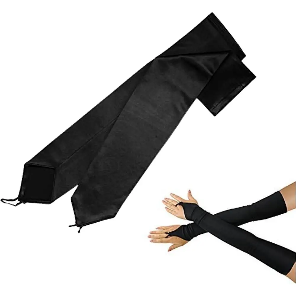 Bride's Wedding Dress Performance Party Black Fingerless Hook Fingerless Gloves Soft Breathable Solid Long Gloves Women Man