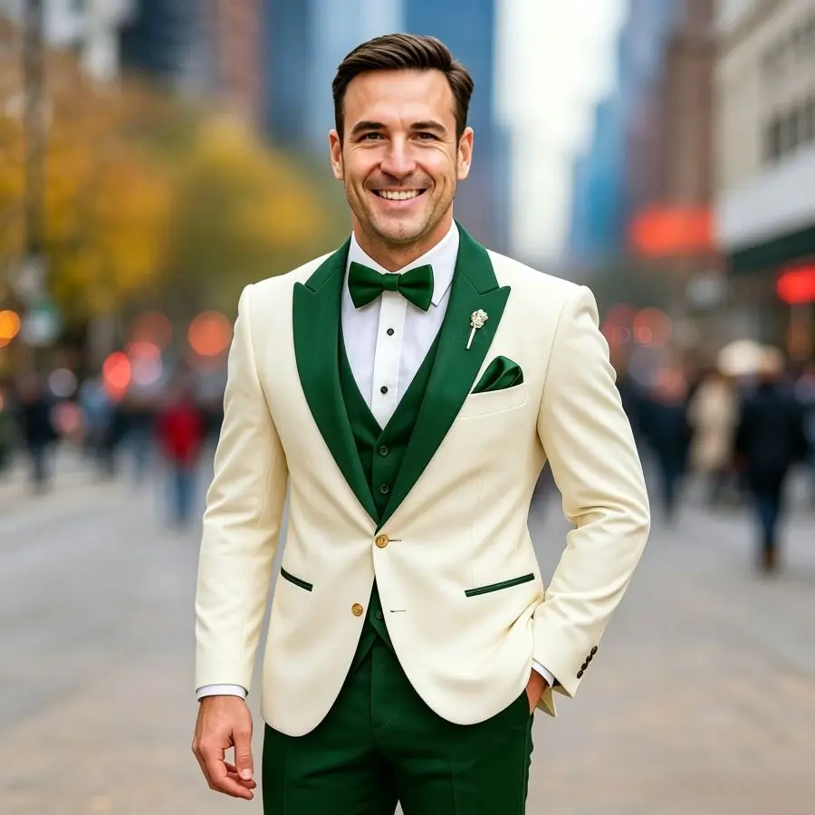 Slim Fit Formal Men Wedding Suits Tuxedo for Prom 3 Pieces Groom Blazer Vest Pants Set Classic Business Party Jacket Outfit