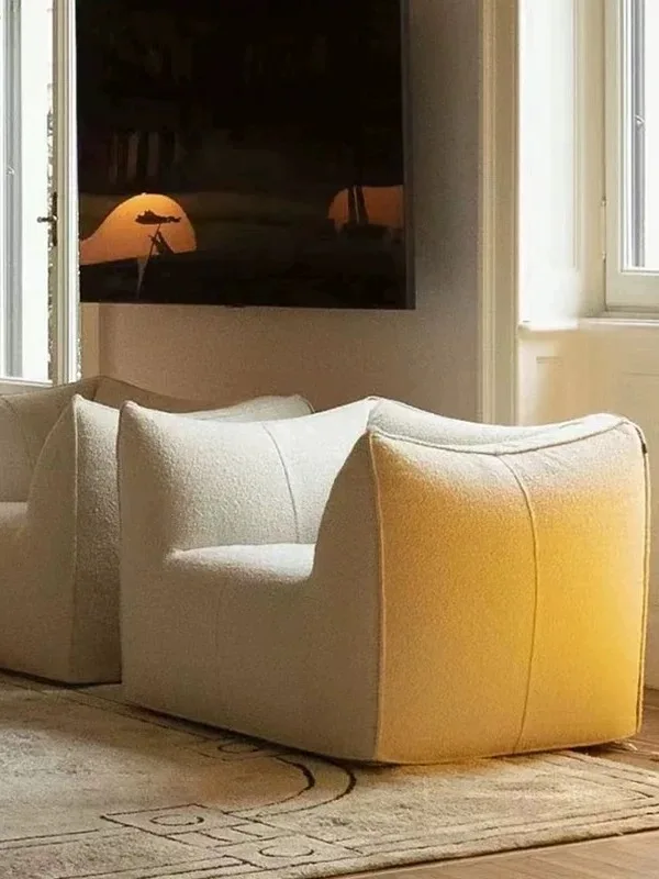 Cream Wind Module Creative Casual Modern Simple Lamb Fleece Fabric Lazy Sofa