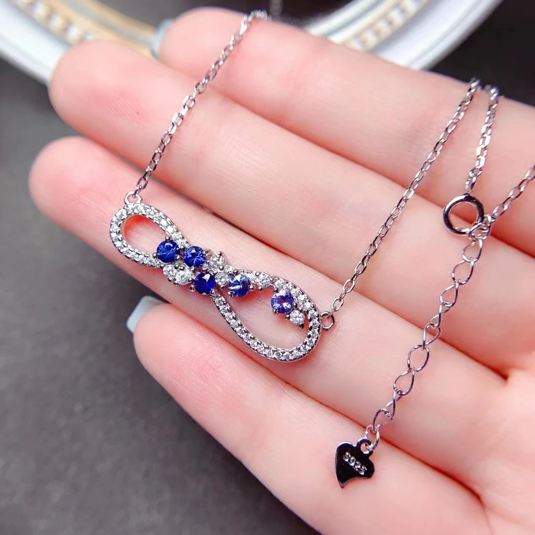 

Design Style Sapphire Necklace Pendant Total 0.5ct 3mm*3mm Natural Sapphire Pendant 18K Gold Plating 925 Silver Jewelry