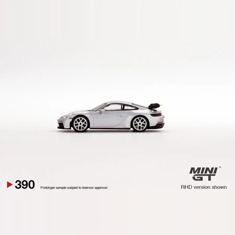 MINIGT 1:64 390 # Porsche 911 992 GT3 GT Silver alloy press shaft miniature model, adult decoration, boy toy, birthday gift