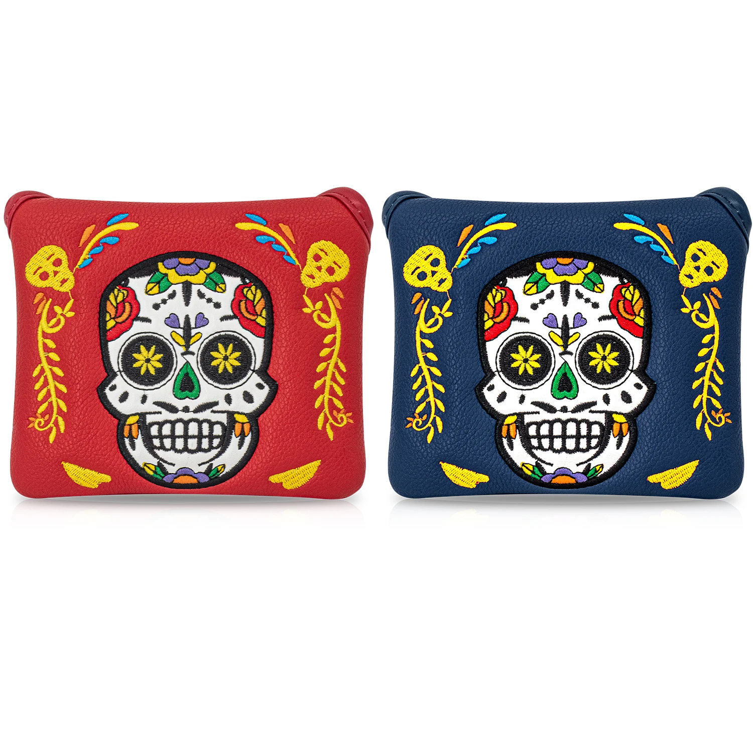 

Чехол для гольф-клуба с дизайном скелета на лице, чехол для клюшки для гольфа, дизайн скелета, модный и прочный, доступный в красном и синем цвете