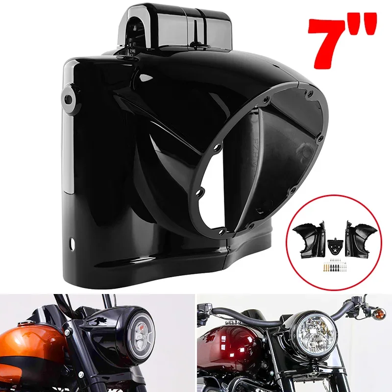 

7 Inch Black Motorcycle ABS Round Headlight Cabin Lamp Mask Protector Accessories Fits For Harley Touring Road King 2014-2023