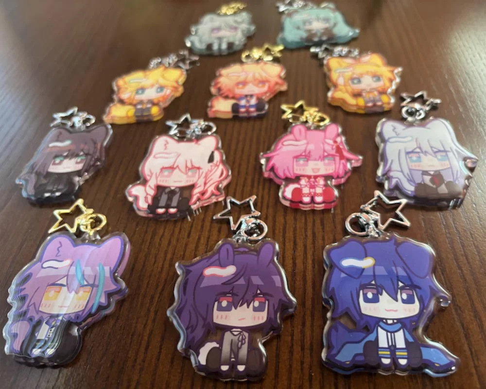Cute Chibi Virtual Singer Acrylic Keychain Star Clasp Bag Pendant Cartoon Character Backpack Charm Collectible Gift for Fans