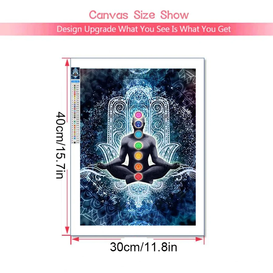 5D Diamond Painting Indian Buddha Meditation 7 Chakra Yoga Mosaic Full Embroidery Rhinestones Cross Stitch Kits Mandala fantasy