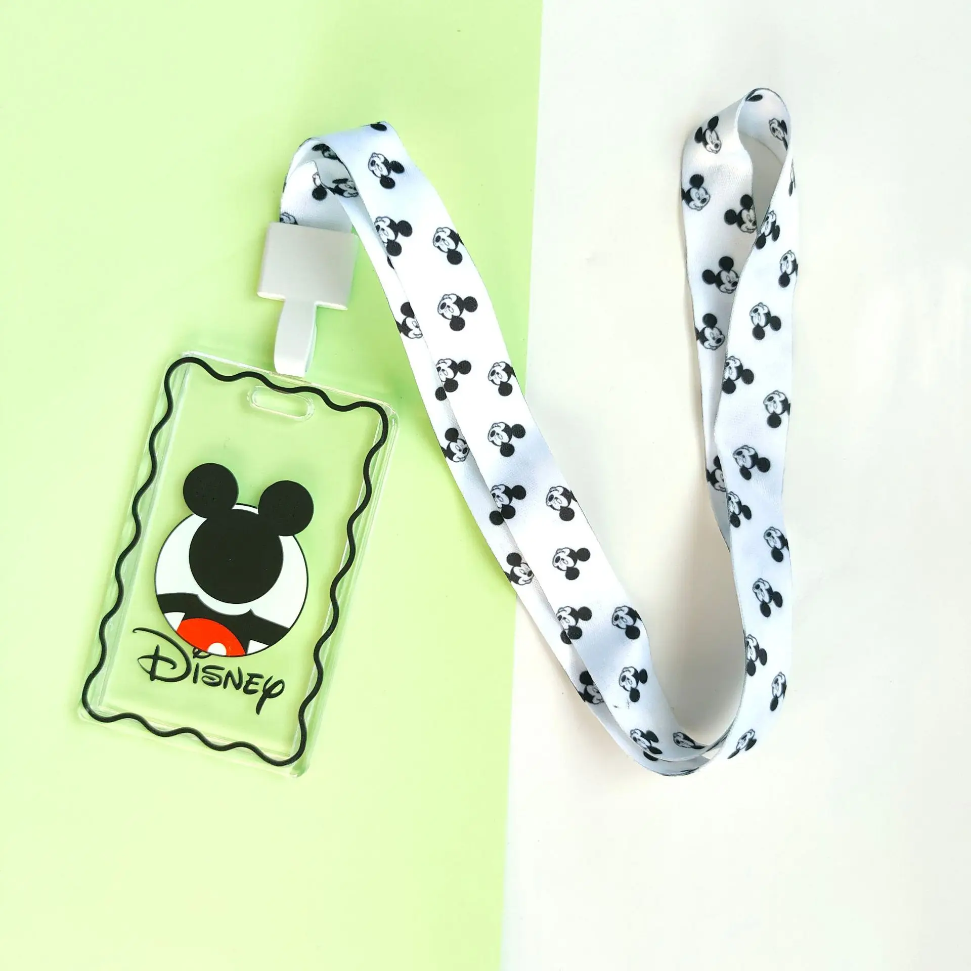 Disney Mickey Mouse Card Holders Cartoon Anime Card Case Bus Card Cover Card Holders ID Card Long Cord Transparent Card Holder
