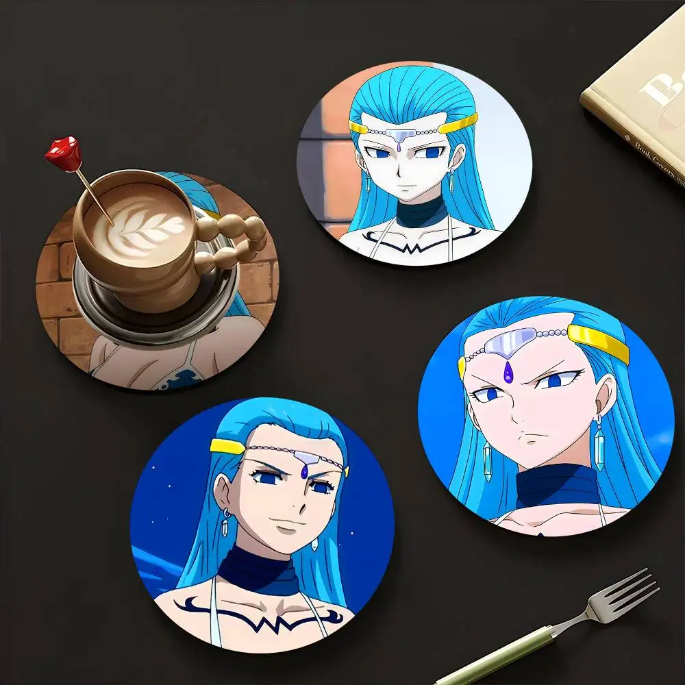 1pc Aquarius Fairy Tail Wooden Coaster Colour Printing Cup Mat Home Desk Decoration Gifts