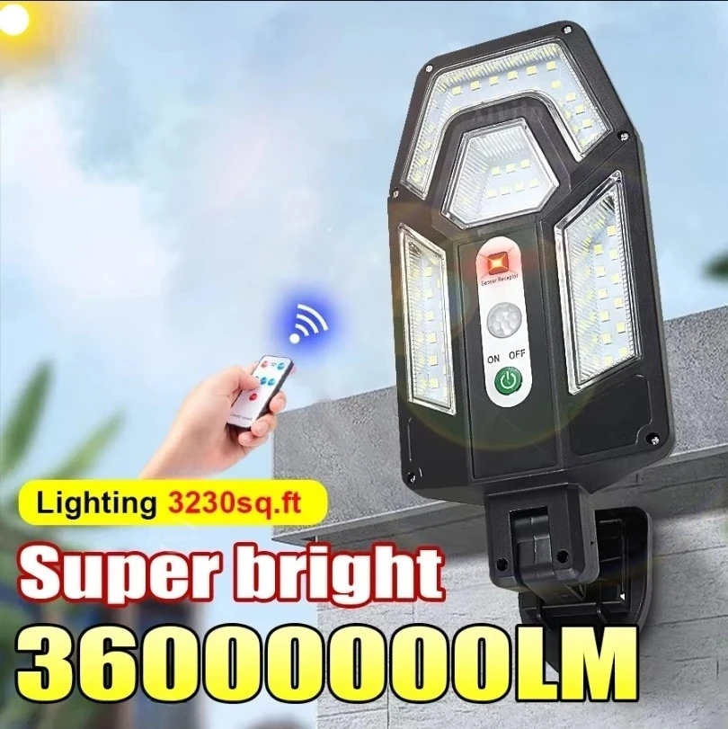 Outdoor LED Solar Street Wall Lights Waterproof Induction Solar Powered Lamp for Garden Patio Path Yard Garage Torch with Remote