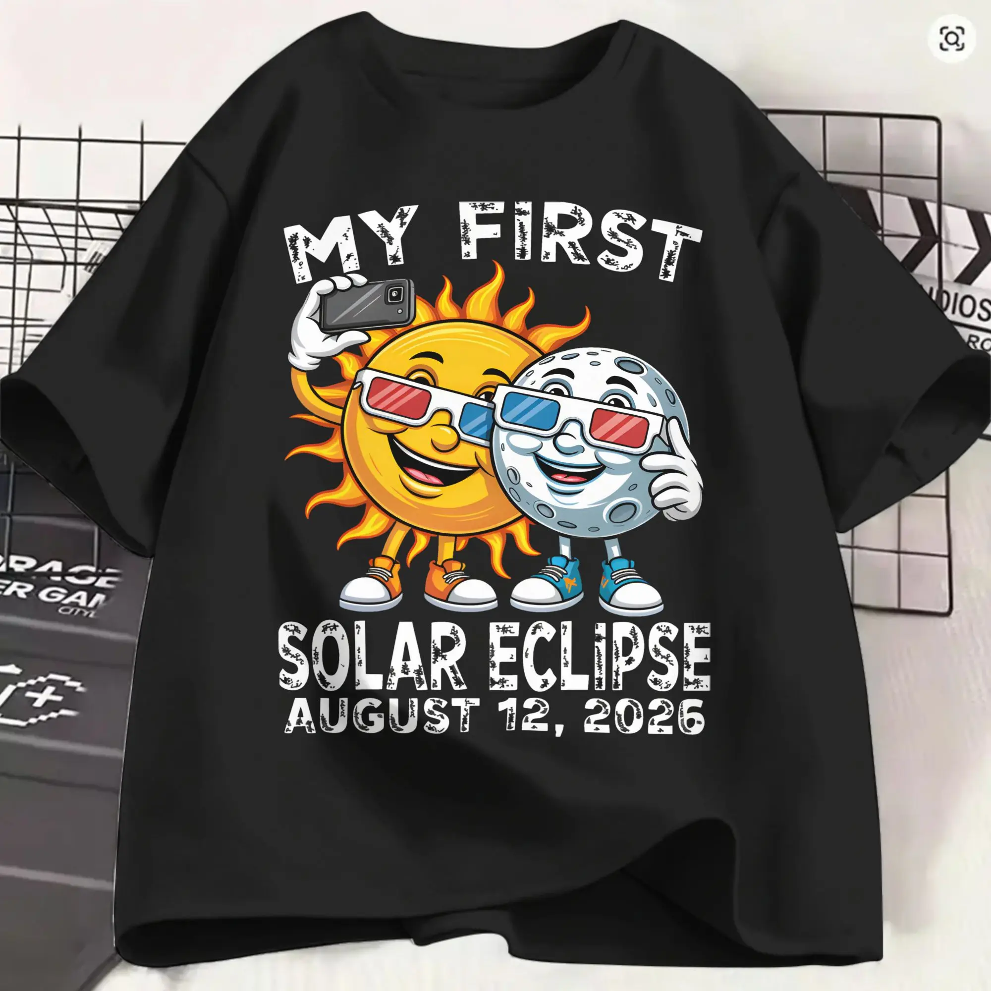 Iceland Total Solar Eclipse August 2026  T-Shirt Men  Cool 100% Cotton Tees O Neck Short Sleeve T Shirt Plus Size Tops