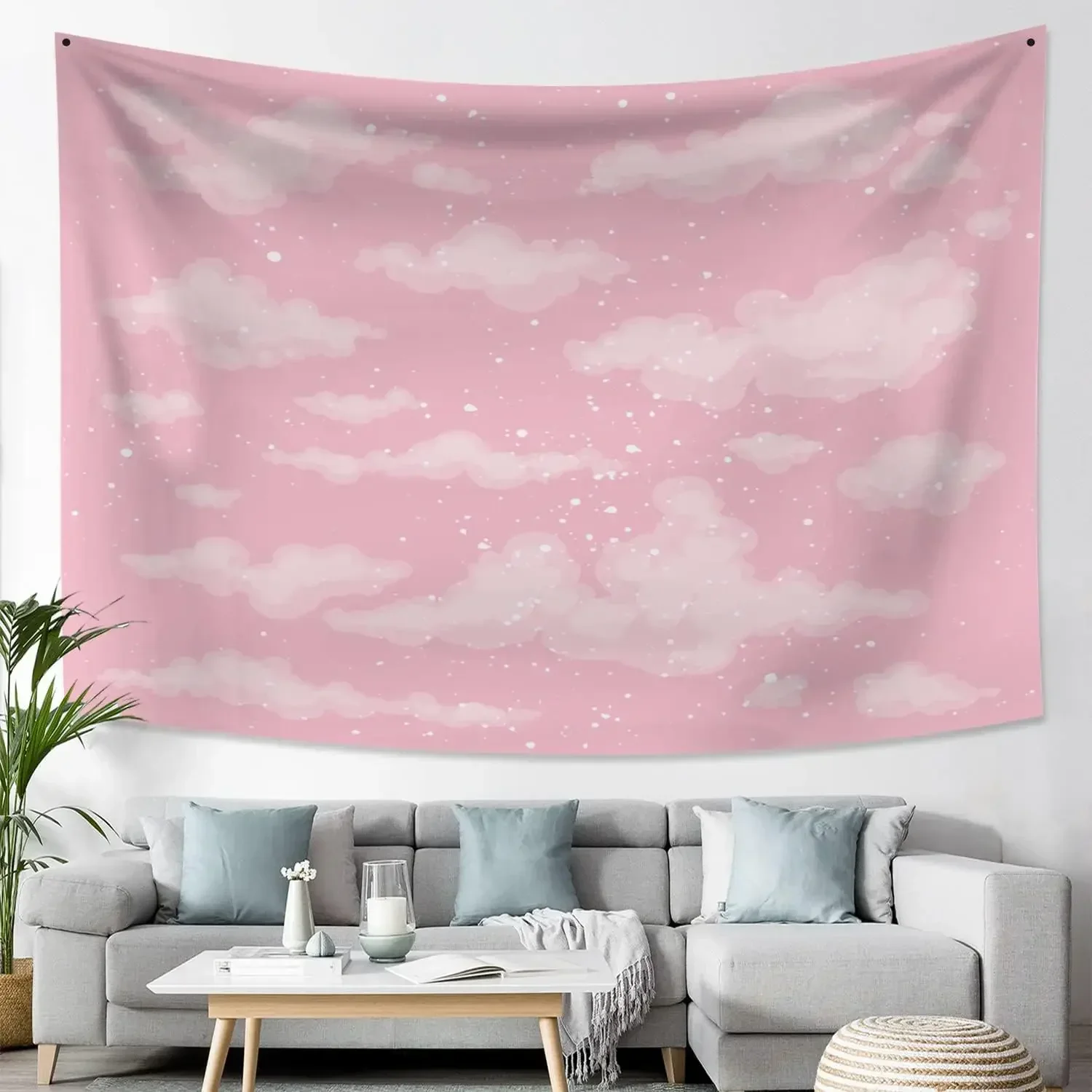 Pastel Light Pink SkyTapestry Aesthetic  Natural Landscape Tapestries Wall Hanging for Teen Girls Living Room Bedroom Wall Art