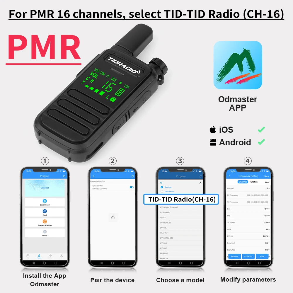 TIDRADIO M11 2 pièces PMR/FRS Mini talkie-walkie Portable IP55 étanche sans licence NOAA programmation sans fil Mini Radio