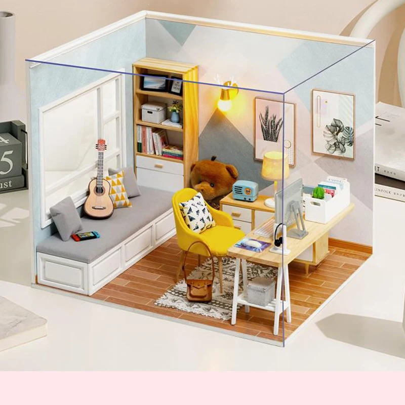 2025 New Wooden Doll House DIY Small House Kit Making Room Toys 3D Puzzle Building Model Toys for Kids DollHouse Birthday Gifts