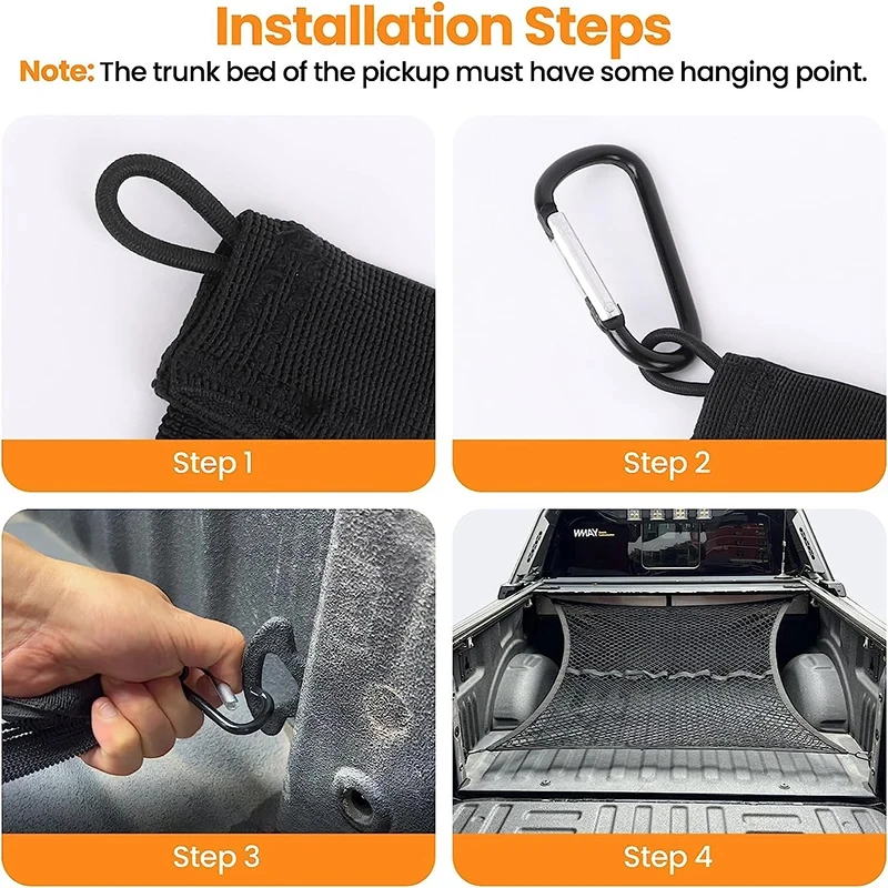 120X120cm Highly Elastic Cargo Net Stretchable Truck Bed Cargo Mesh Organizer Suitable for Pickup Daily Light Loads of Trucks