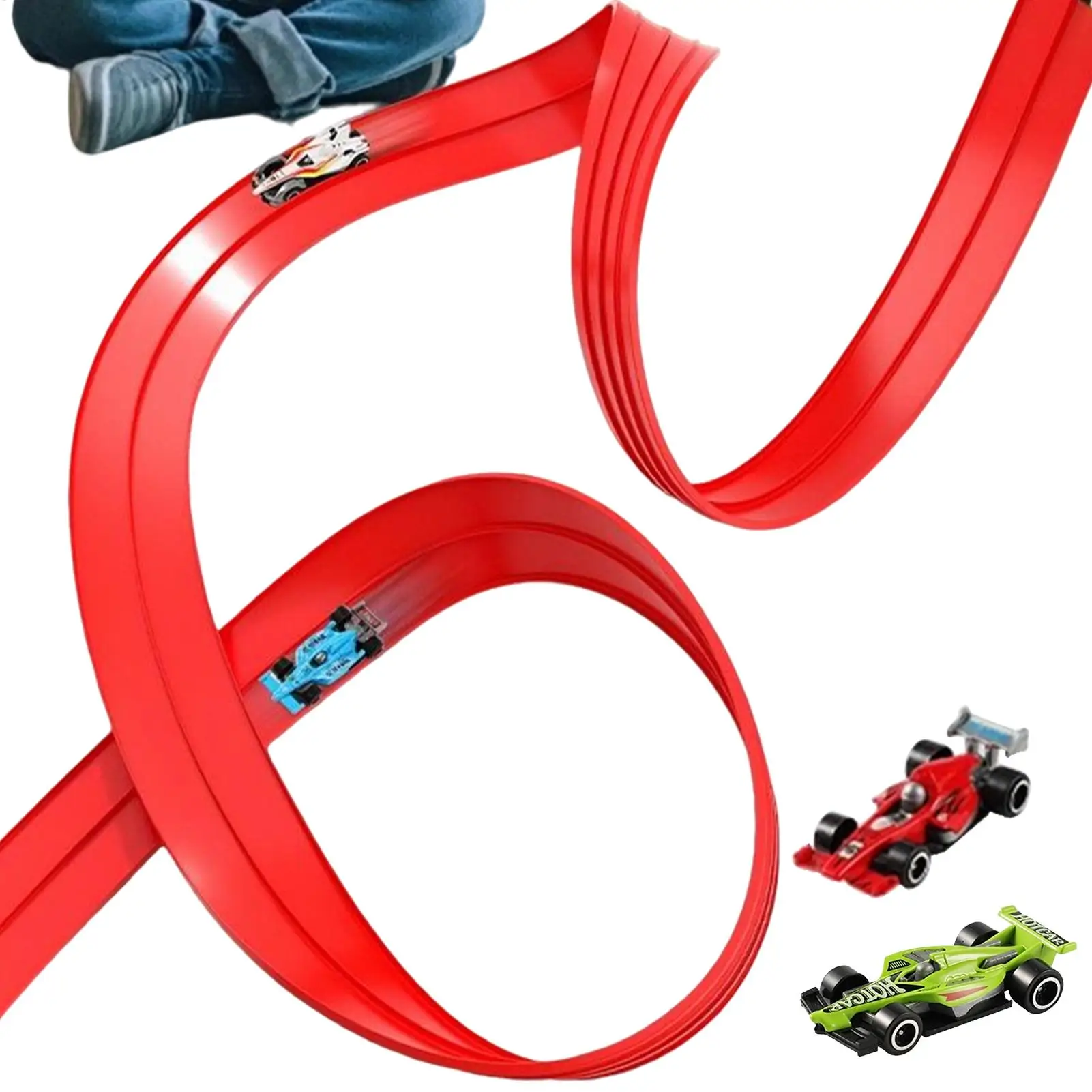 

Игрушечный автомобильный трек, портативный ПВХ, игра для верховой езды, игрушечный автомобиль и свернутая дорожка для гонок, для двора, балкона, в помещении, на открытом воздухе, для спальни для мальчиков