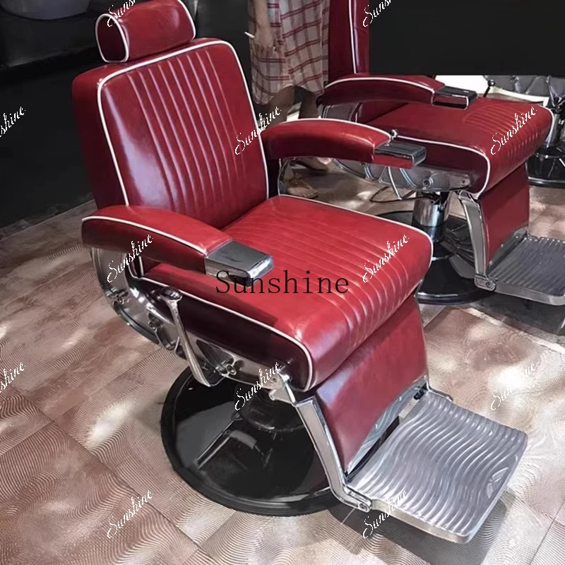 Hair salon high-end European retro men's oil head simple modern reclining chair TF