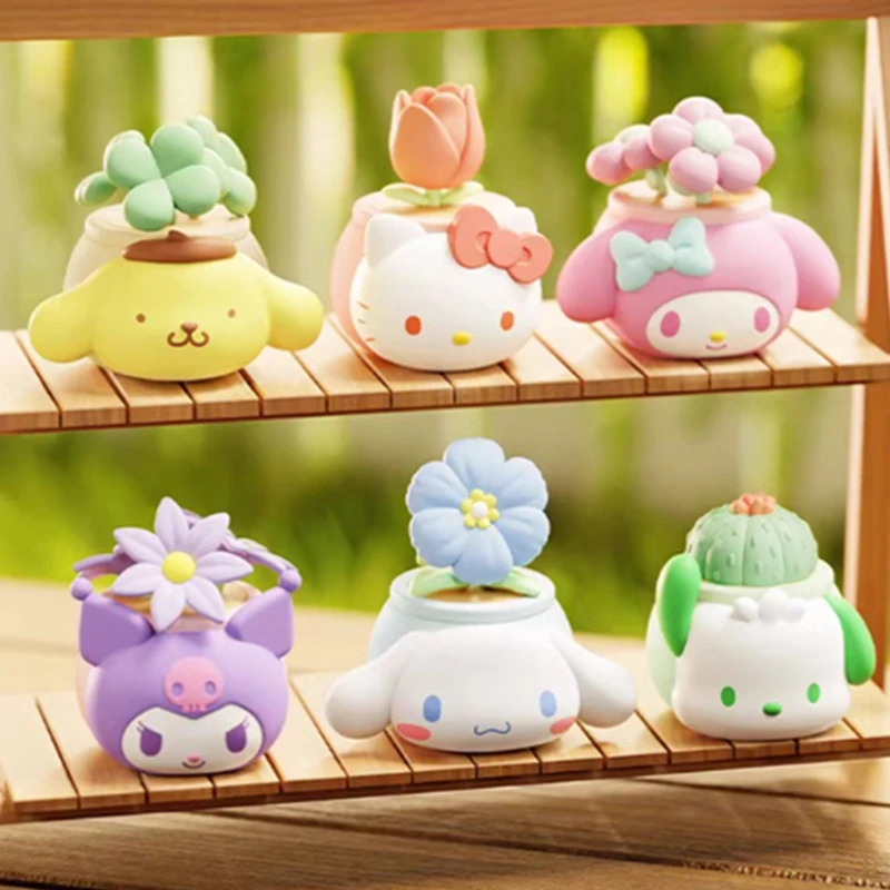 Sanrio Family Pottery Decoration Blind Box Yugui Dog Meileti Pudding Hello Kitty Handmade Doll Car Decoration Girl Surprise Gift