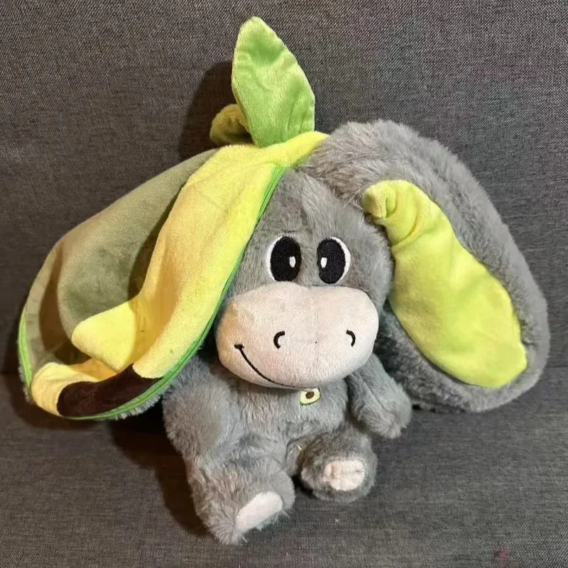 

TEMIKIDS Baby Strawberry Donkey Plush Toy Stuffed Creative Into Fruit Transform Breathing Donkey Sleeping Doll 30Cm For Kid Birt