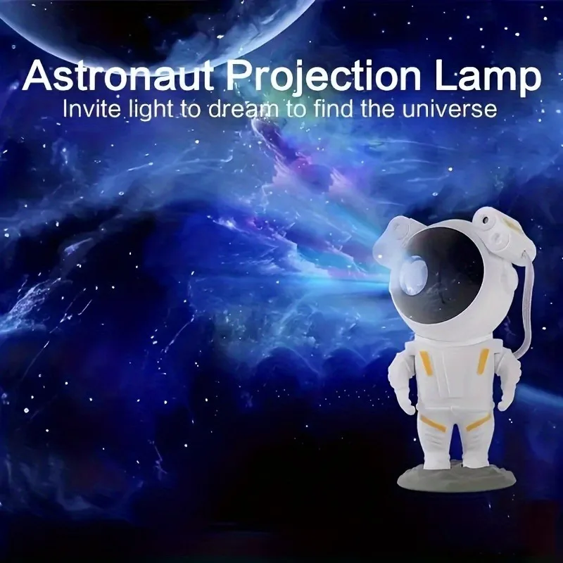 Astronaut Star Projector: Galaxy Space Night Light with 360° Rotation, Remote Control, and Detachable Base - Perfect for Bedroom