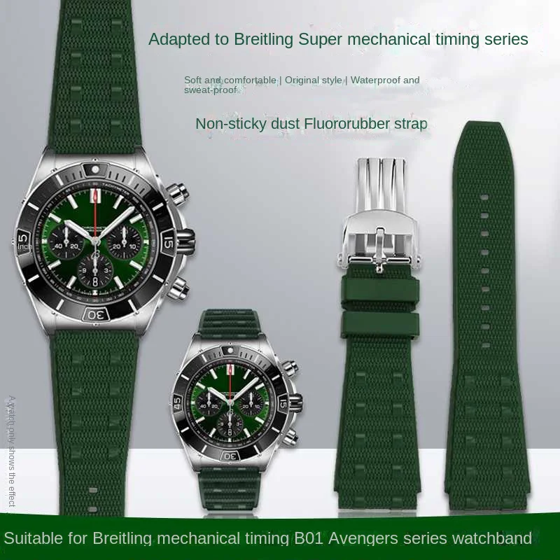 

Ремешок флюоровый для часов, резиновый браслет для часов Breitling, 22 мм 24 мм, механическое время, «мстители», «Super Ocean»