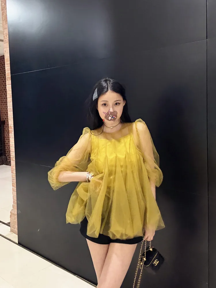 

Женская универсальная мягкая дышащая блузка MadmanM Heavy Work Puffy Sleeve с эффектом омоложения для верхней части тела