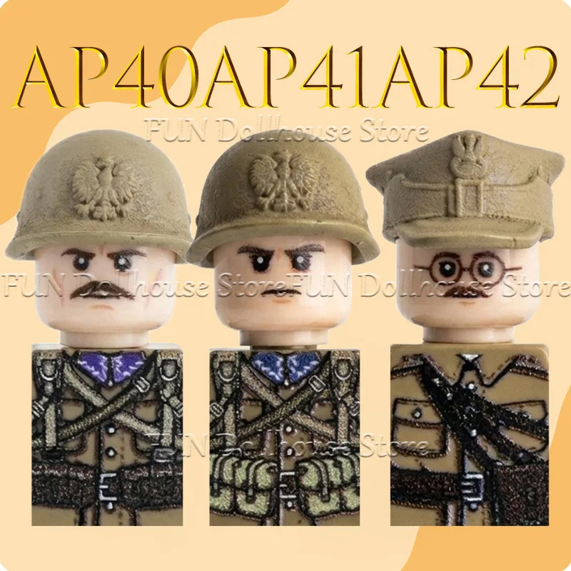 MOC Military Army Polish Soldiers Figures Accessories Building Blocks Infantry Arms Officer Gun Helmets DIY Bricks Boys Toy Gift
