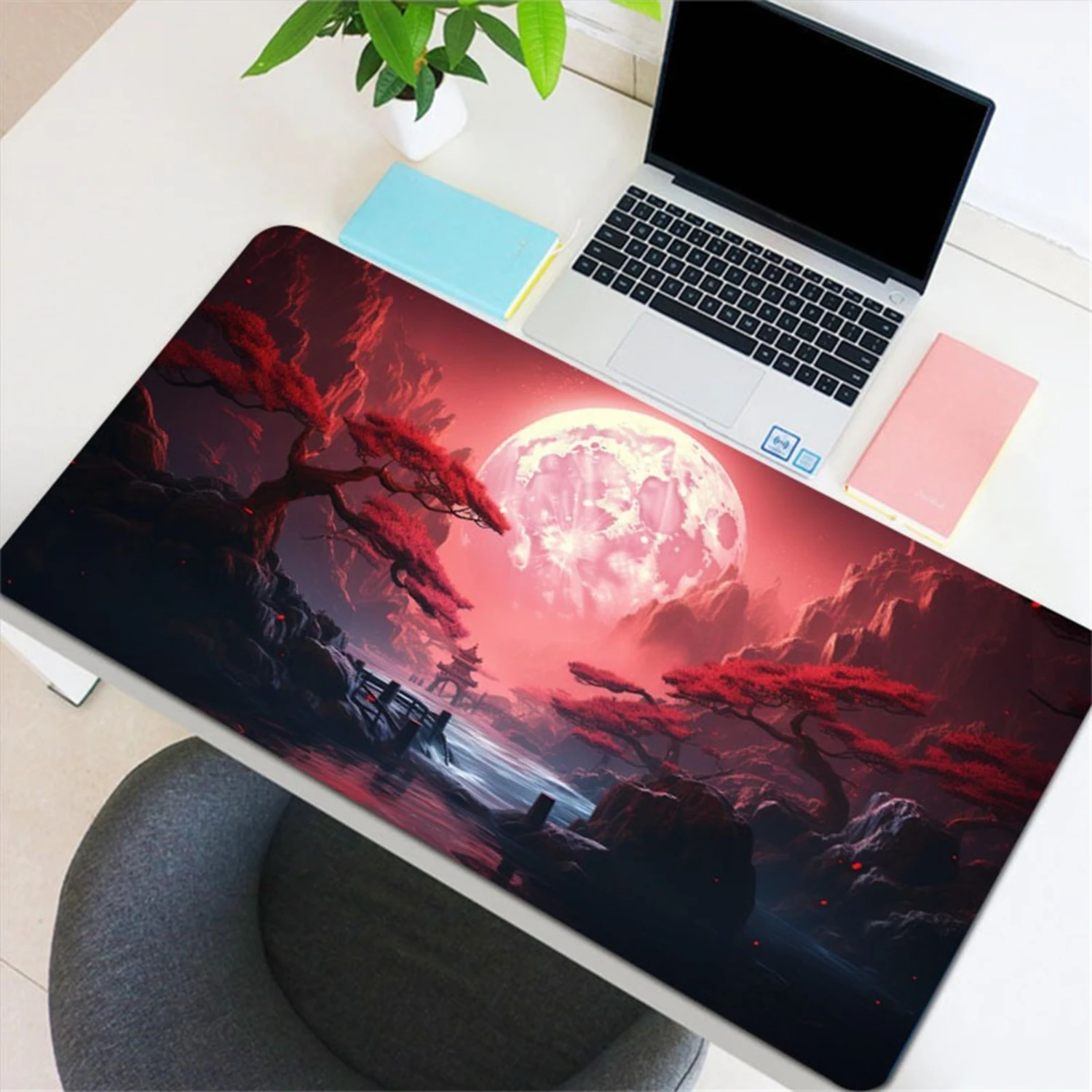 Shanshui Hongyue Map Large Mouse Pad Computer HD Keyboard Pad Mouse Pad 35.4 * 15.7 inches (90X40cm) Natural Rubber Anti slip Of