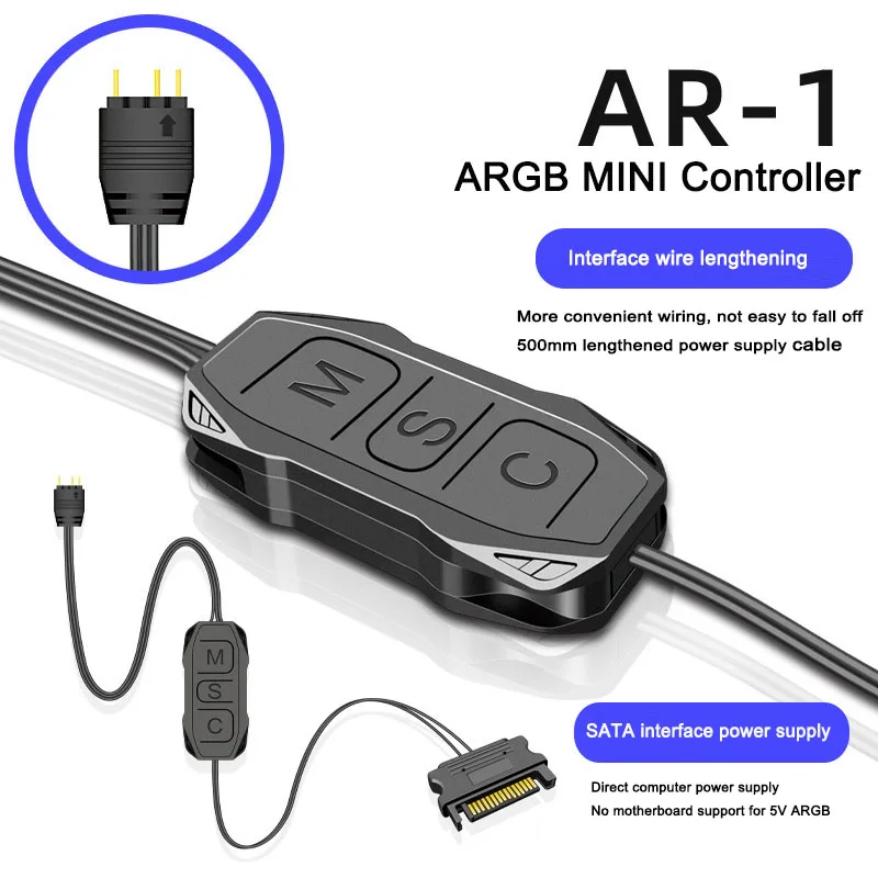 ARGB Controller 5V 3Pin To SATA Power Supply Manual Button Dimmer AURA Sync Mini Controller Computer components