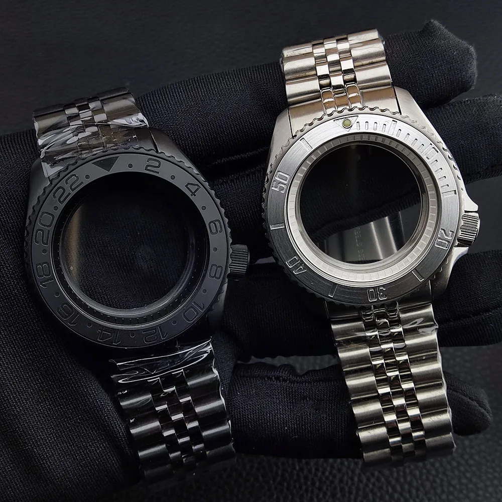 Case 41.5mm NH 35 36 Case Colored Chapter Ring Convex Sapphire Glass Waterproof Matte Black Silver Case Watch Accessories