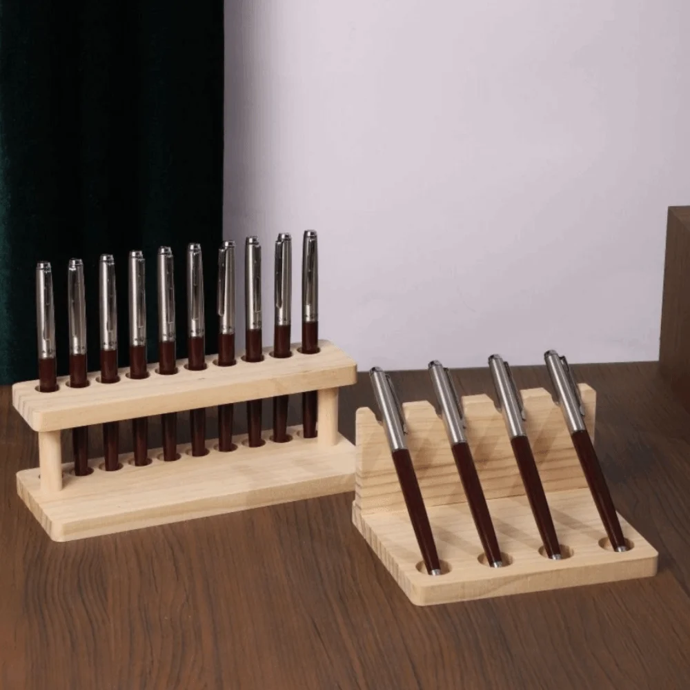 4/10 Slots Wooden Pen Holder Multifunction Stationery Storage Office Desk Organizer Desk Organization Walnut Wood Pen Stand