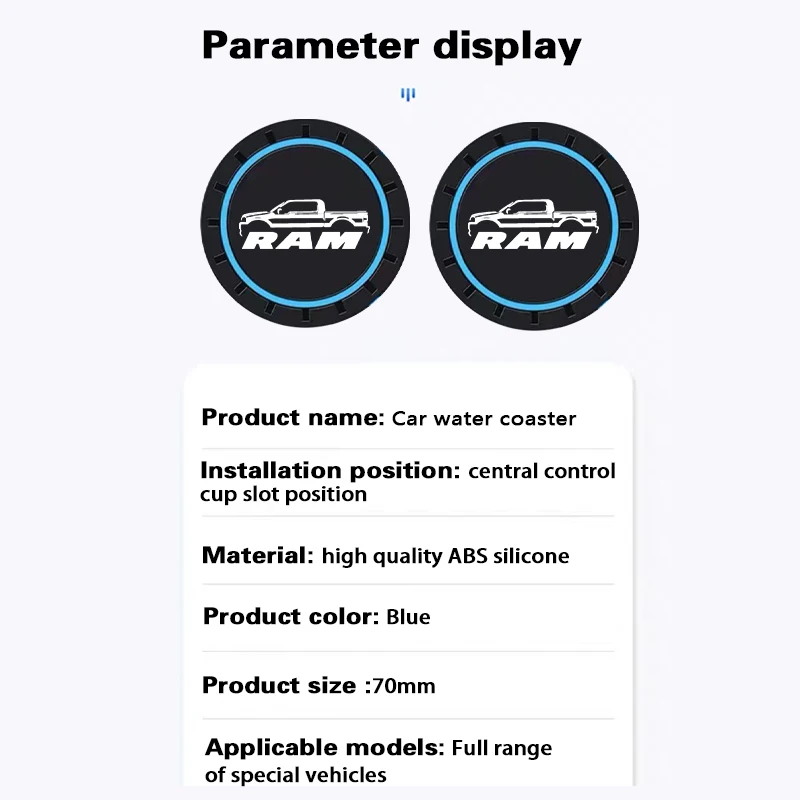 2pcs Car Water Cup Slot Protective Mat Silicone pad For Dodger RAM  Auto Non-slip mat accessories