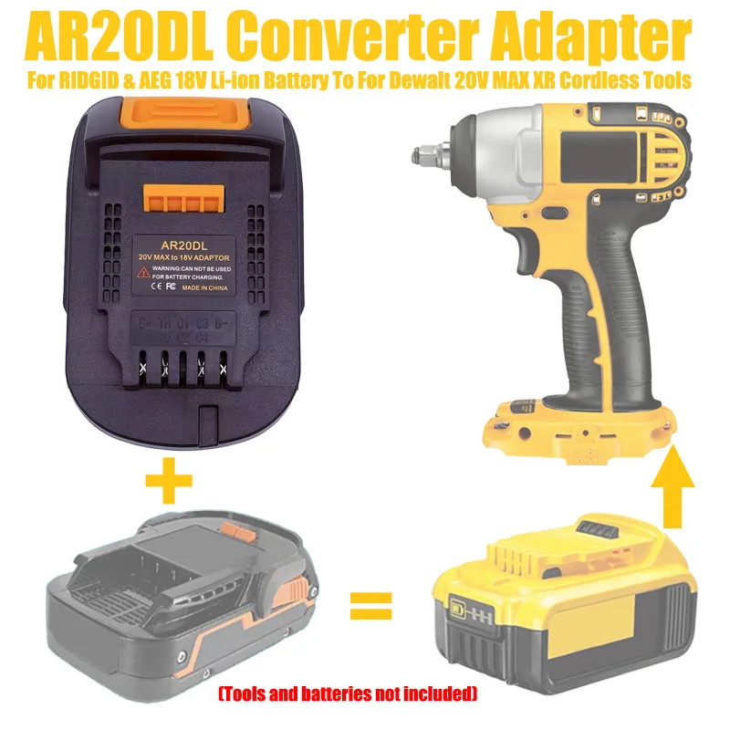 

ALASICKA Battery Adapter Converter AR20DL for Ridgid AEG 18V Lithium Battery Convert To Work for DeWalt 20V MAX XR Cordless Tool