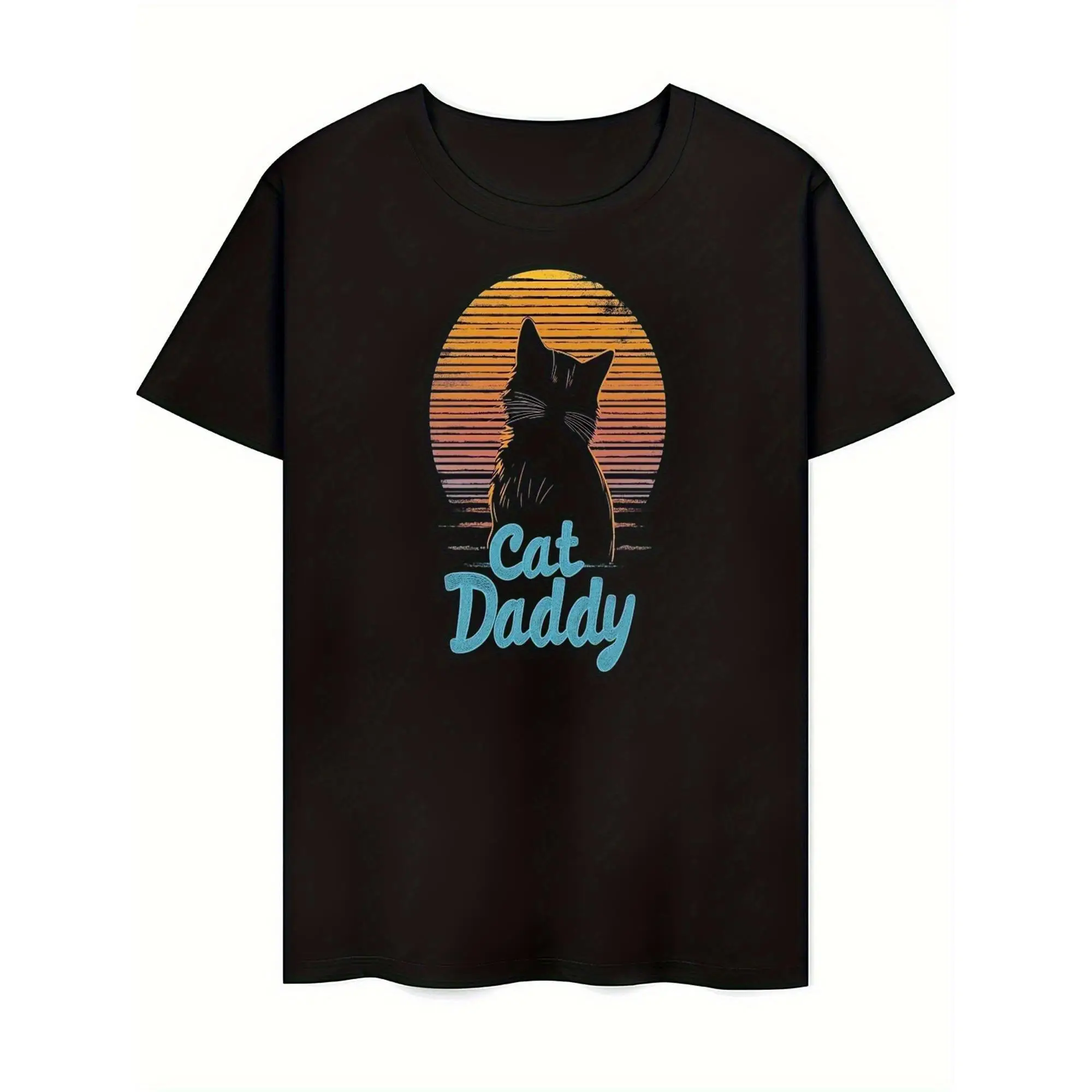 

Funny "Cat Daddy" T-shirt for Men Cat Lover Gift Retro Sunset Graphic Tee Best Cat Dad Ever T Shirt