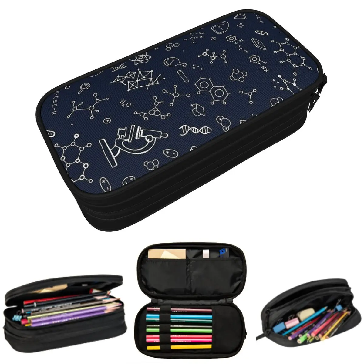 

Science Chemistry Pattern Pencil Case for Studen Gifts Pen Box Pencil Bag Stationery Supplies Pen Holder Bag