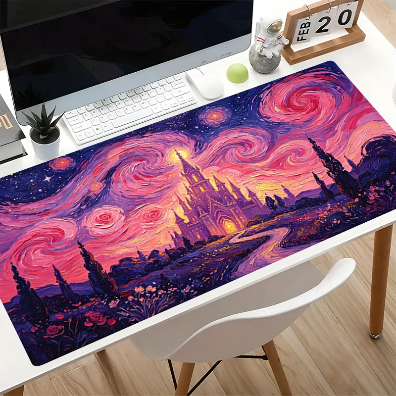 Large Mouse Pad Gaming E-sports Mousepad Pink Anime Castle Keyboard Pad Laptop Computer Gamer Desk Mat Cute Decorative Mausepad