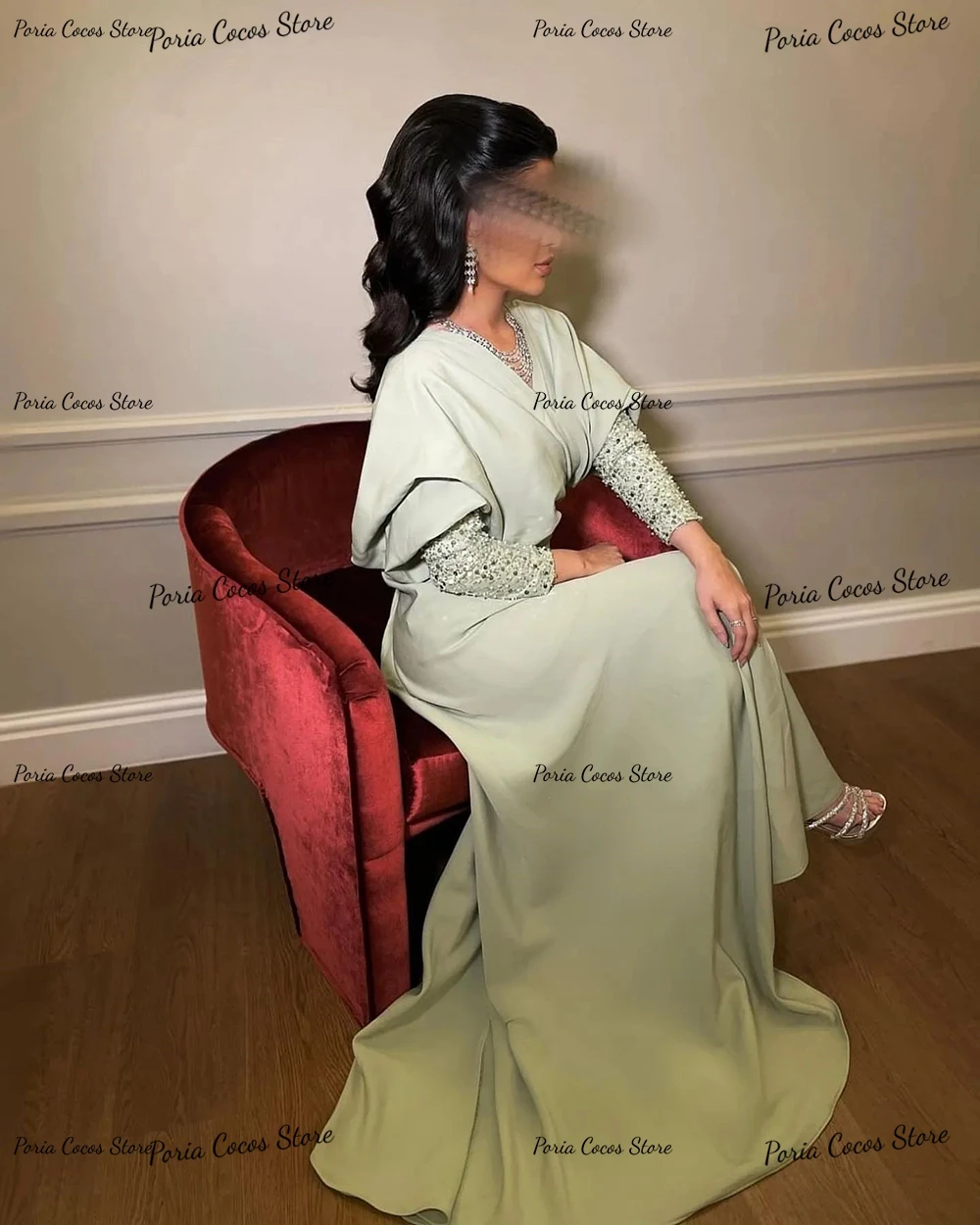 Customized فساتين السهرة Long Sleeve Prom Gown Mermaid Dress V Neck Elegant Evening Middle Eastern Style Платья На Торжество